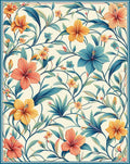 Vibrant Tropical Floral Vine Pattern Rug