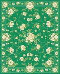 Green Floral Vines Pattern Rug