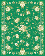Green Floral Vines Pattern Rug