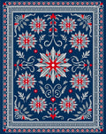 Red White Blue Floral Medallion Rug