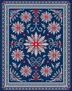 Red White Blue Floral Medallion Rug
