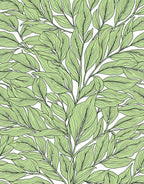 Lush Green Leaf Line Art Rug