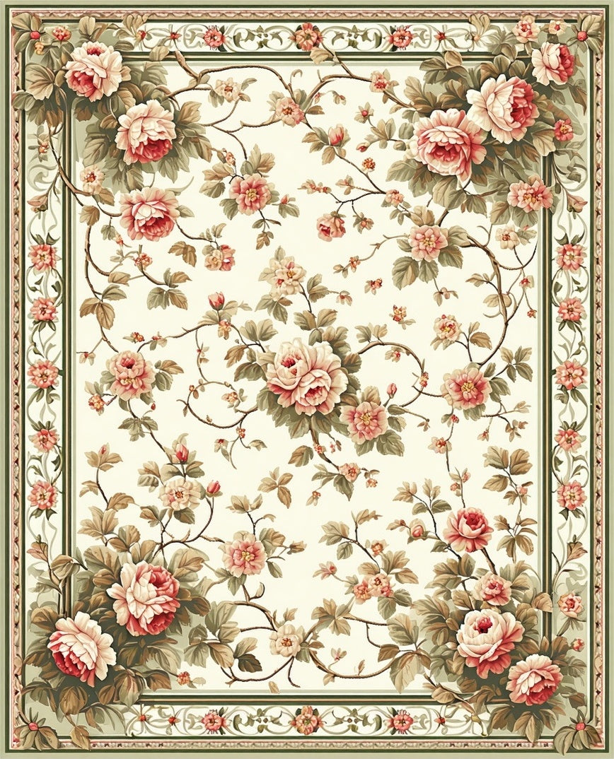 Floral Vine Patterned Classic Rug