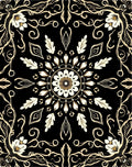 Classic Floral Mandala Black Gold Rug