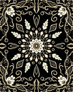 Classic Floral Mandala Black Gold Rug