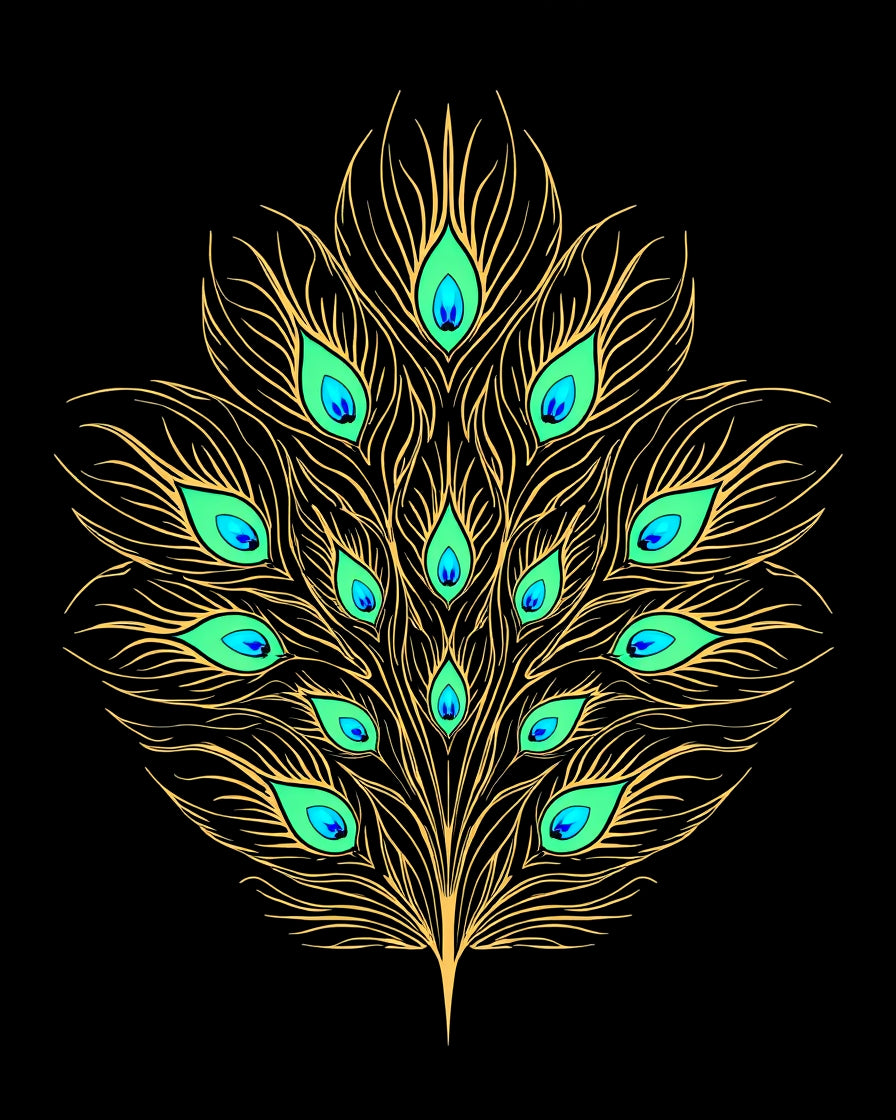 Peacock Feather Inspired Emerald Design Rug