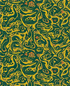 Yellow Green Abstract Swirl Pattern Rug