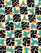 Abstract Organic Shape Checkerboard Rug