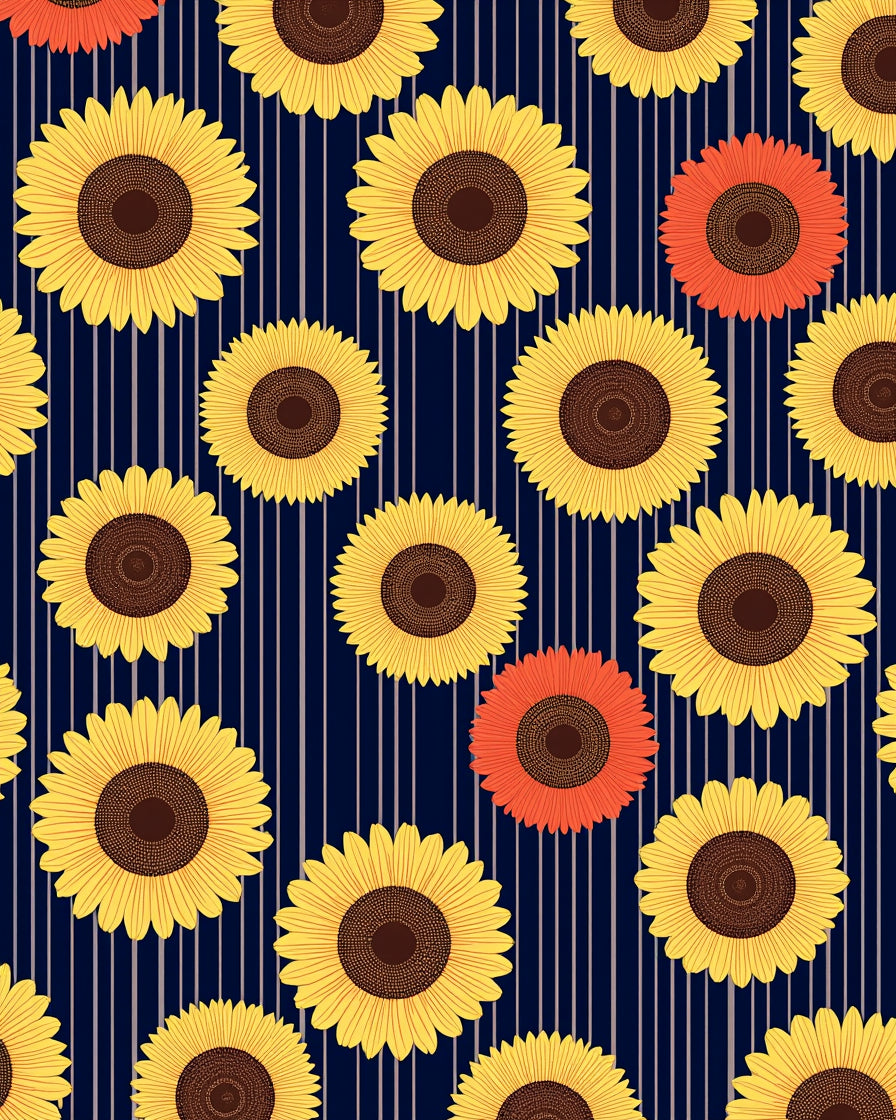 Sunny Yellow Sunflower Stripe Design Rug