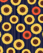 Sunny Yellow Sunflower Stripe Design Rug