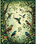 Forest Birds Lush Greenery Rug