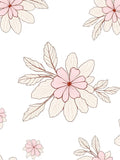 Delicate Pink Floral Outline Pattern Rug