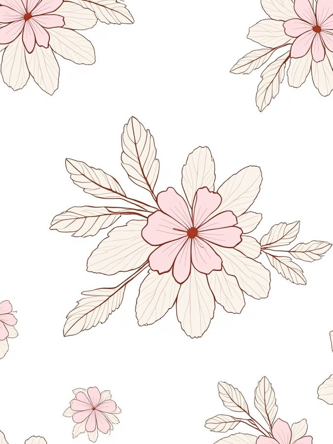 Delicate Pink Floral Outline Pattern Rug