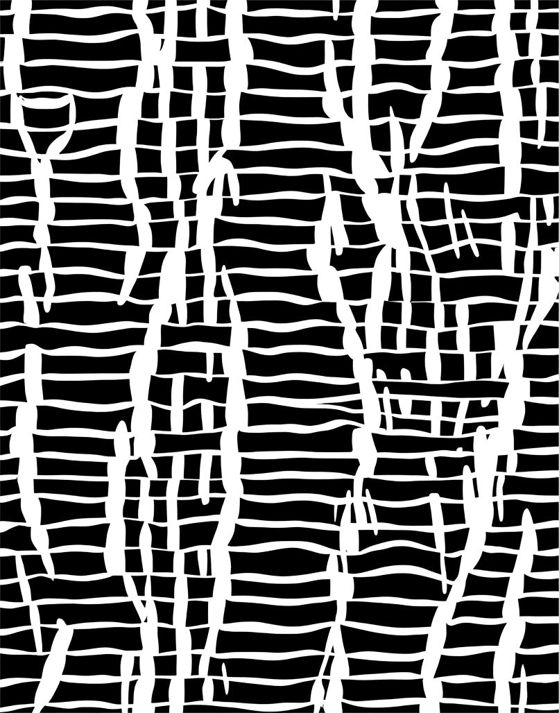 Abstract Black White Wavy Stripes Rug