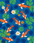 Orange Koi Fish Lily Pad Pattern Rug