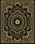Intricate Floral Mandala Black Gold Rug