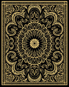 Intricate Floral Mandala Black Gold Rug