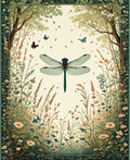 Dragonfly Border Garden Floral Pattern Rug