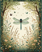 Dragonfly Border Garden Floral Pattern Rug
