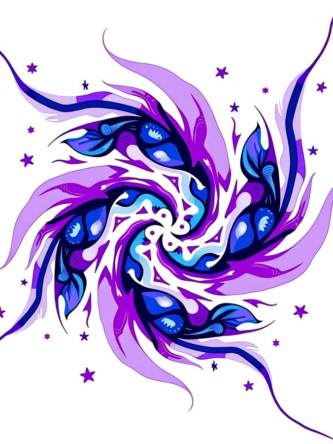 Whimsical purple blue star swirl Rug