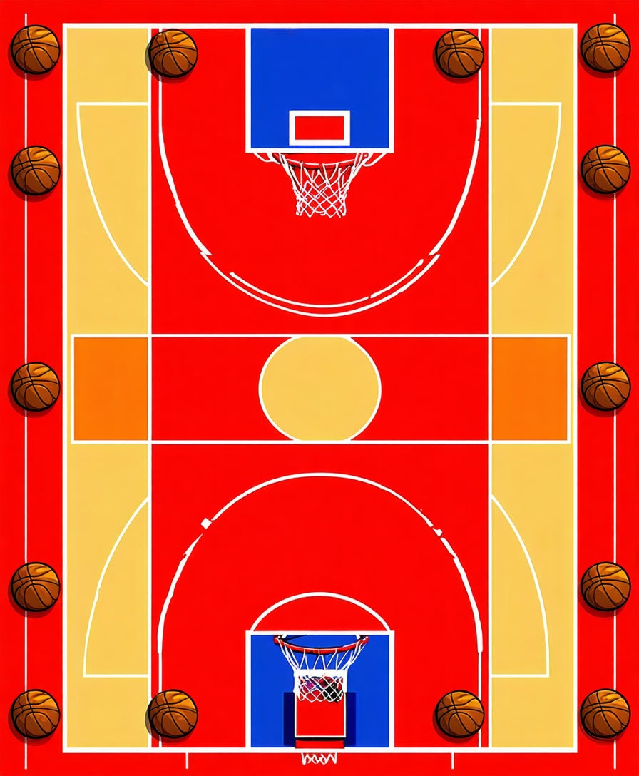 Basketball Court Net Pattern Design Rug