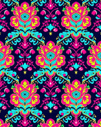 Bold Floral Damask Pattern Design Rug