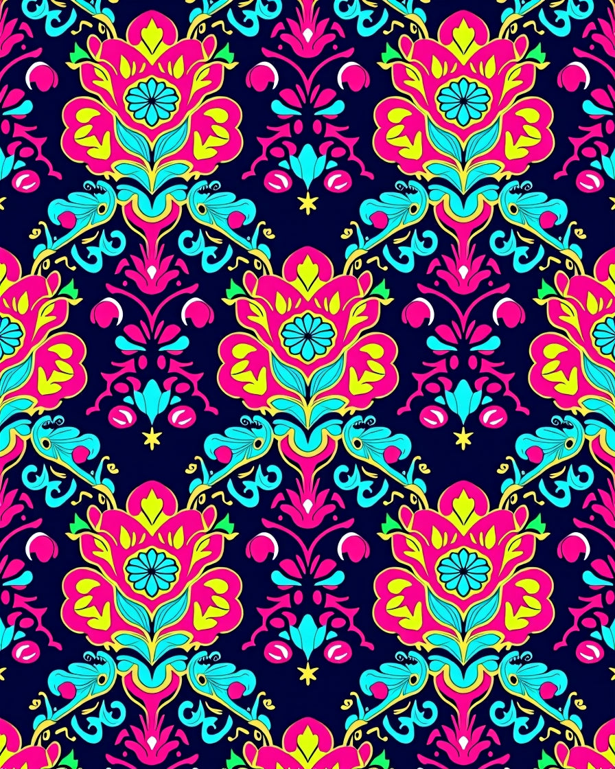 Bold Floral Damask Pattern Design Rug