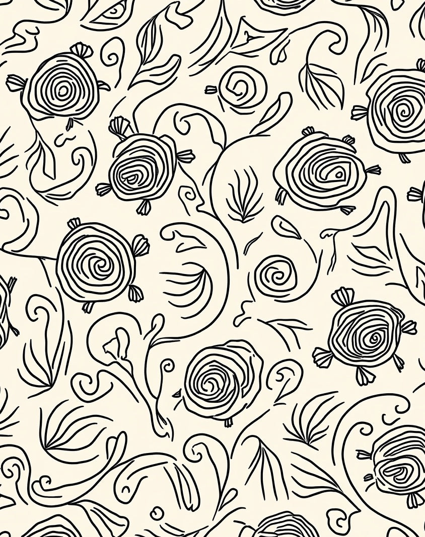 Whimsical Tortoise Botanical Floral Design Rug