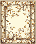 Elegant Floral Vine Frame Design Rug