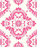 Pink Floral Scroll Traditional Damask Pattern Rug