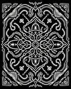 Elegant Black White Ornate Pattern Rug