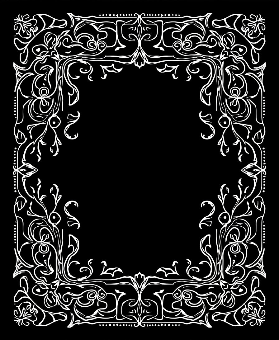 Ornate Floral Scrollwork Frame Design Rug