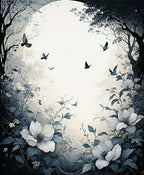 Misty Forest With Birds And Flowers Rug