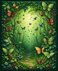 Enchanted Forest Butterfly Garden Design Rug