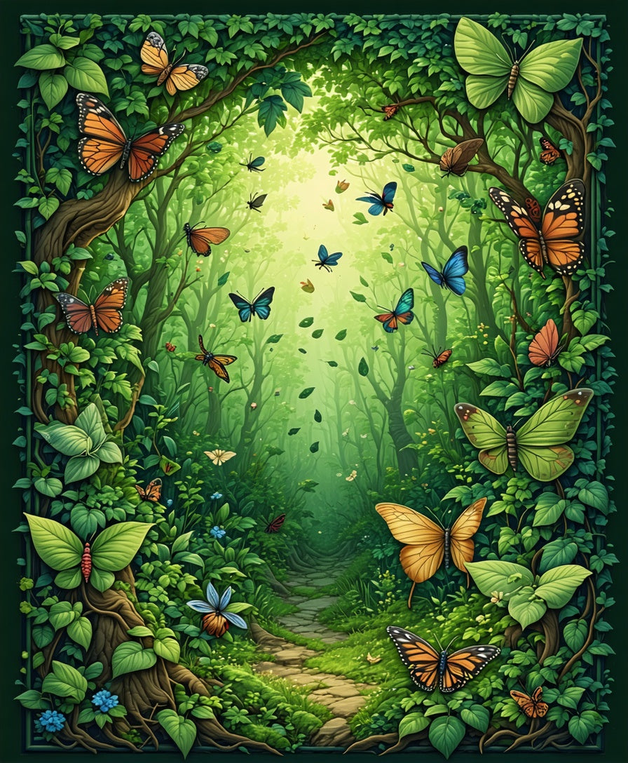 Enchanted Forest Butterfly Garden Design Rug