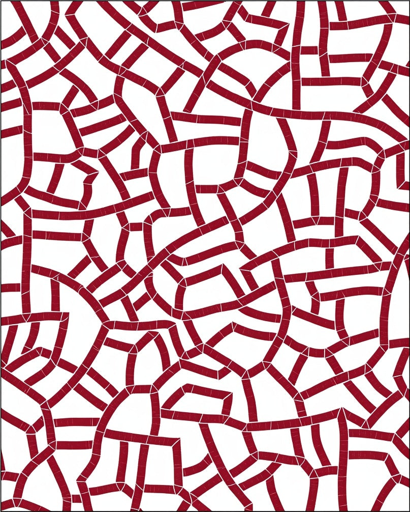 Abstract Red Intertwined Geometric Pattern Rug