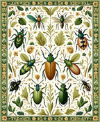 Vintage Insect Floral Garden Pattern Rug