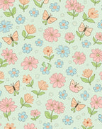 Whimsical Butterfly Blooming Flowers Pattern Rug
