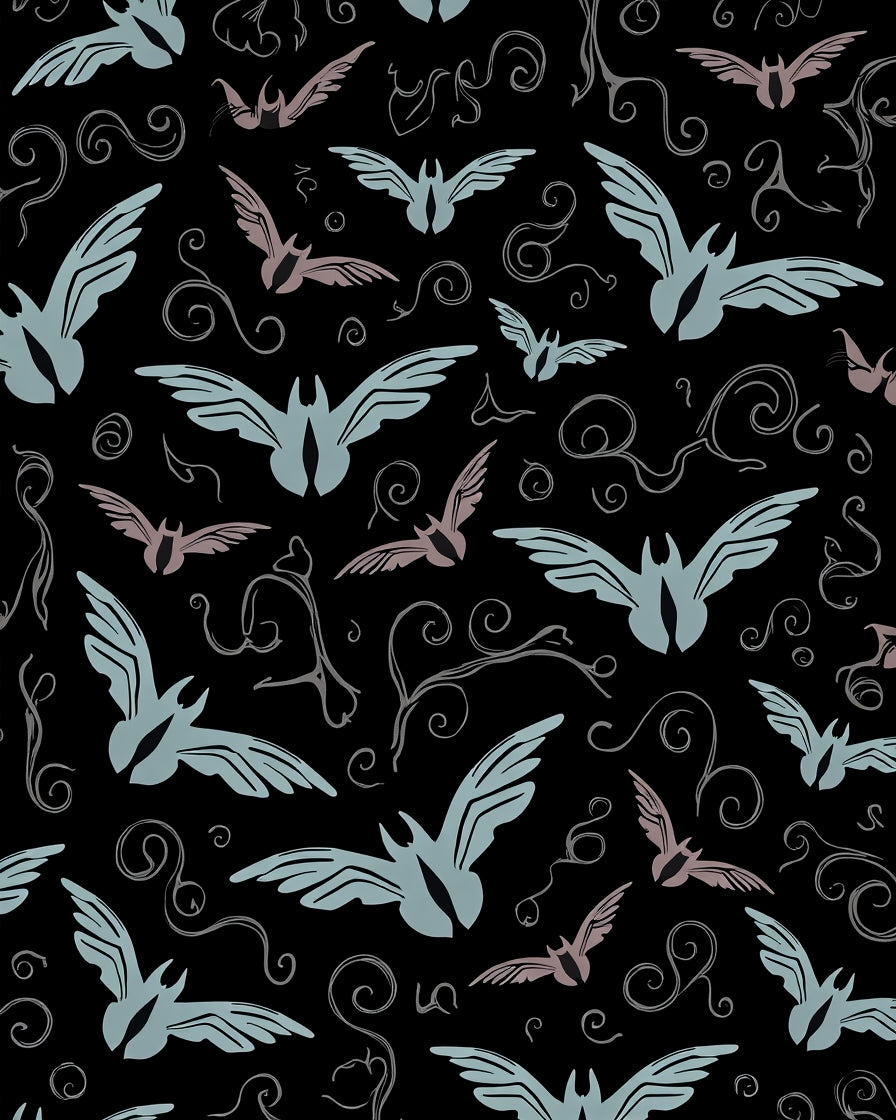 Whimsical Bat Swirl Pattern Rug