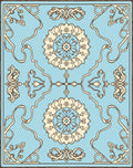 Light Blue Floral Medallion Motif Rug