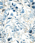 Blue Floral Botanical Pattern Design Rug