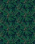 Dark Green Leafy Branch Pattern Rug