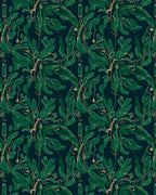 Dark Green Leafy Branch Pattern Rug