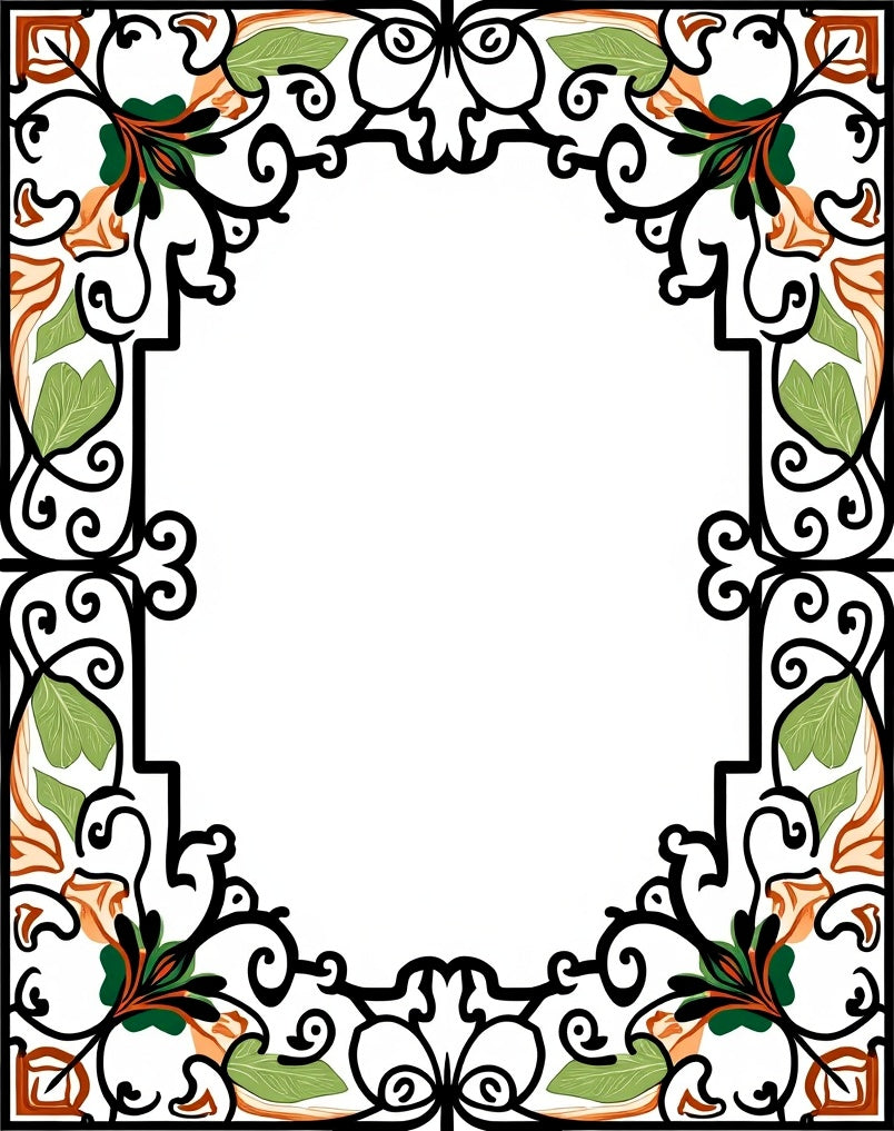 Art Nouveau Floral Vine Border Design Rug