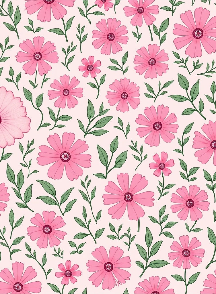 Pink Daisy Floral Pattern Rug