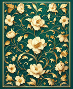 Elegant Gold Floral Pattern Rug