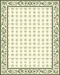 Floral Vine Bordered Repeating Pattern Rug