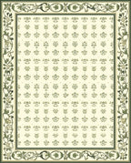 Floral Vine Bordered Repeating Pattern Rug