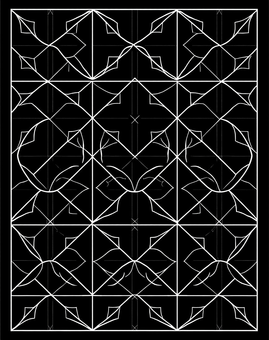 Monochromatic Geometric Symmetry Pattern Rug