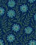 Coastal Daisy Pattern With Navy Background Rug